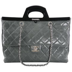 Chanel Fall 2014 Large Grey CC Delivery Shopping Tote Bag 