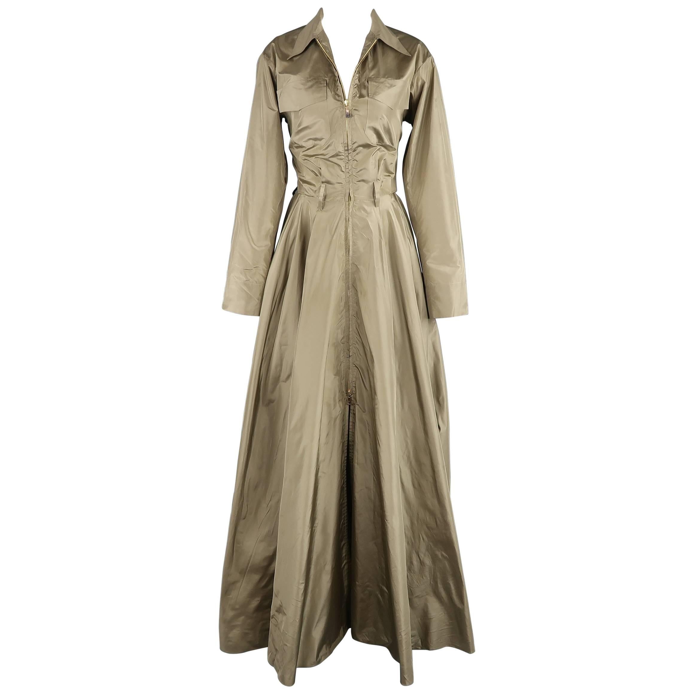 RALPH LAUREN Collection Size 4 Olive Silk Taffeta Sahara Parachute Evening Gown
