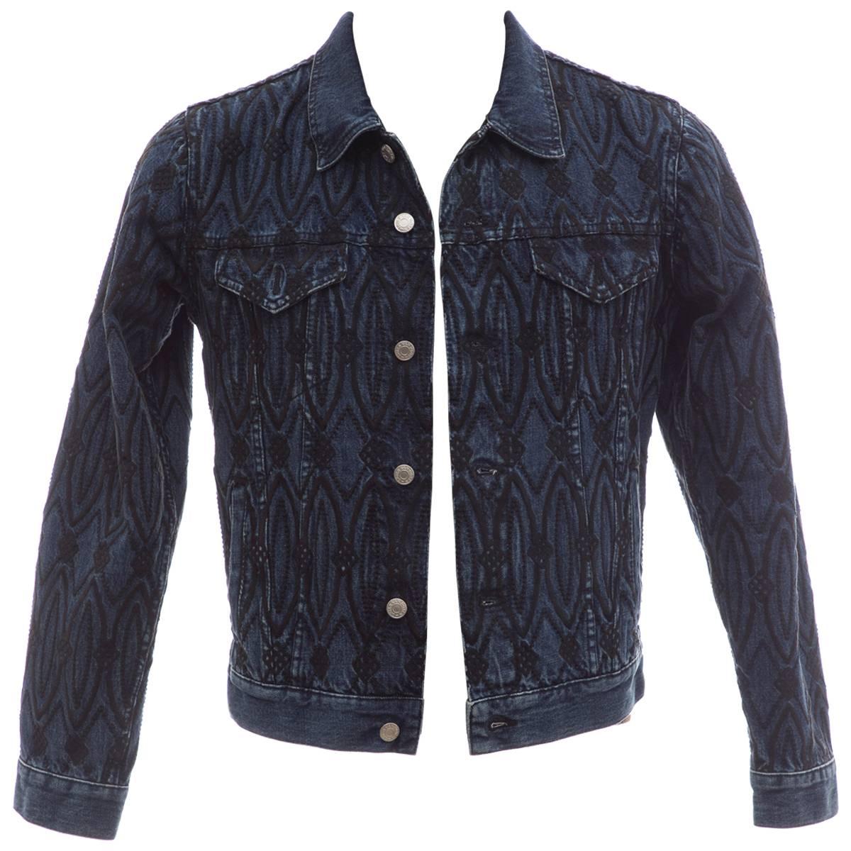Dries Van Noten Men's Embroidered Denim Jacket, Fall 2013 For Sale