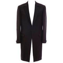 Retro Gianni Versace Couture Men's Black Pinstriped Wool Overcoat, Circa 1990's