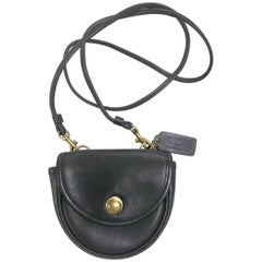 Coach Vintage black leather mini shoulder bag in half moon shape
