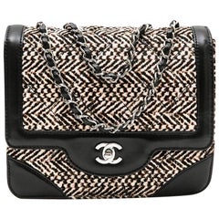 Chanel Flap Bag in Padded Foal Calf Leather and Black Leather
