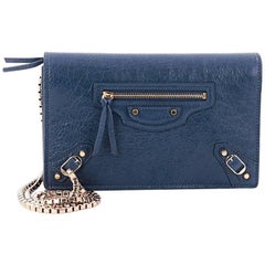 Balenciaga City Classic Studs Wallet on Chain Leather Small