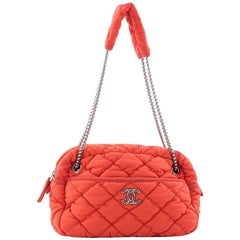 Chanel Bubble Chain Shoulder Bag Quilted Nylon Medium