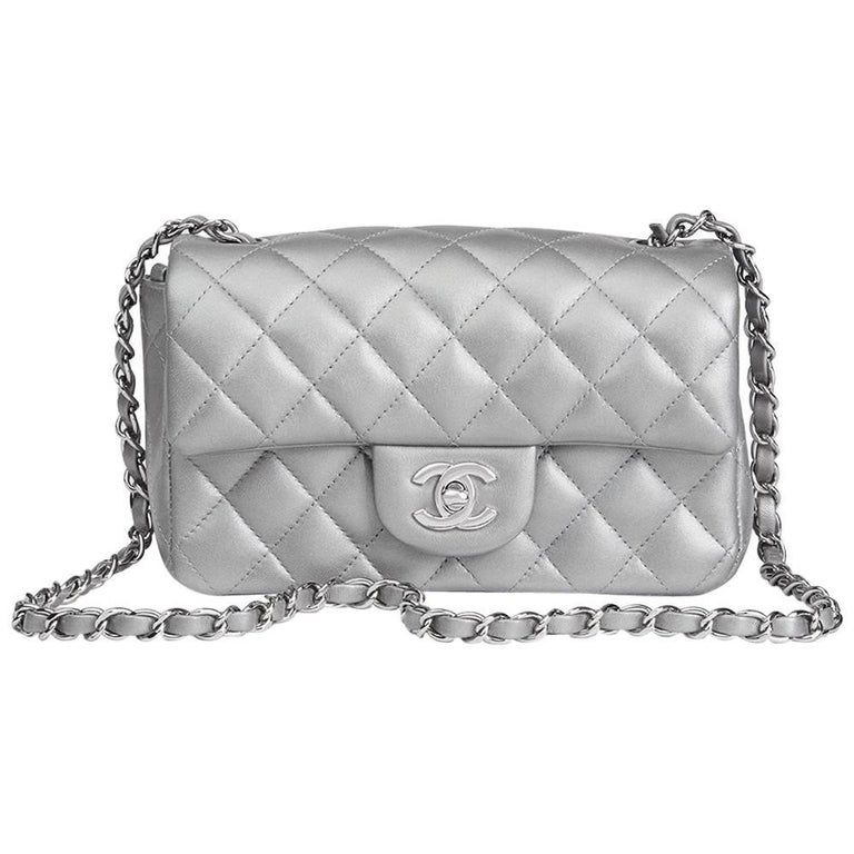 metallic silver chanel bag