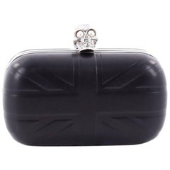 Alexander McQueen Britannia Skull Box Clutch Embossed Leather Small