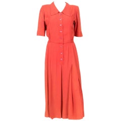 Vintage 1960s Collector Rare Yves Saint Laurent Orange Dress 