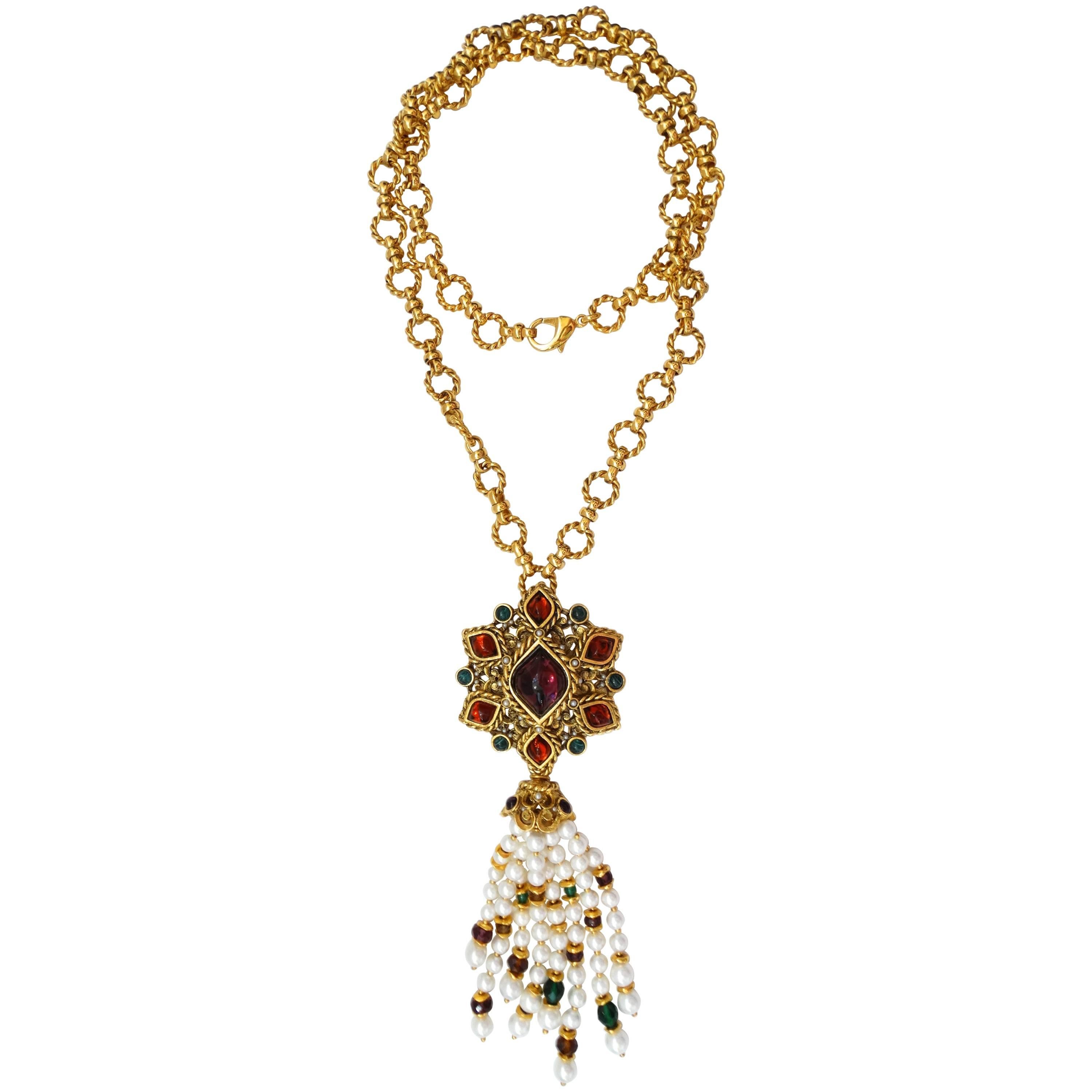Jose & Maria Barrera Bejeweled Tassel Necklace 