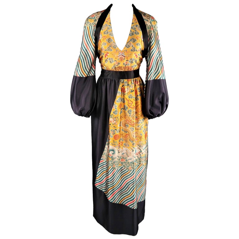 chinese dress ladies Red Japanese Dragon Tattoo Print Short Sleeve Maxi Dress