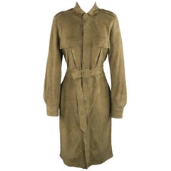 Ralph Lauren Collection Olive Green Suede Safari Dress  - Size 8