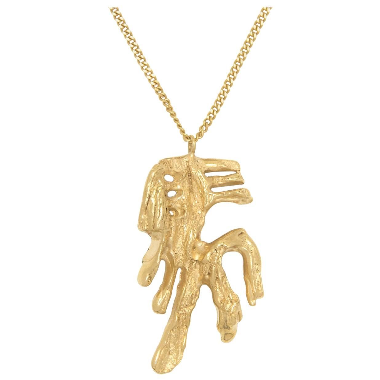 Loveness Lee Chinese Zodiac Horse Horoscope Gold Pendant Necklace For Sale