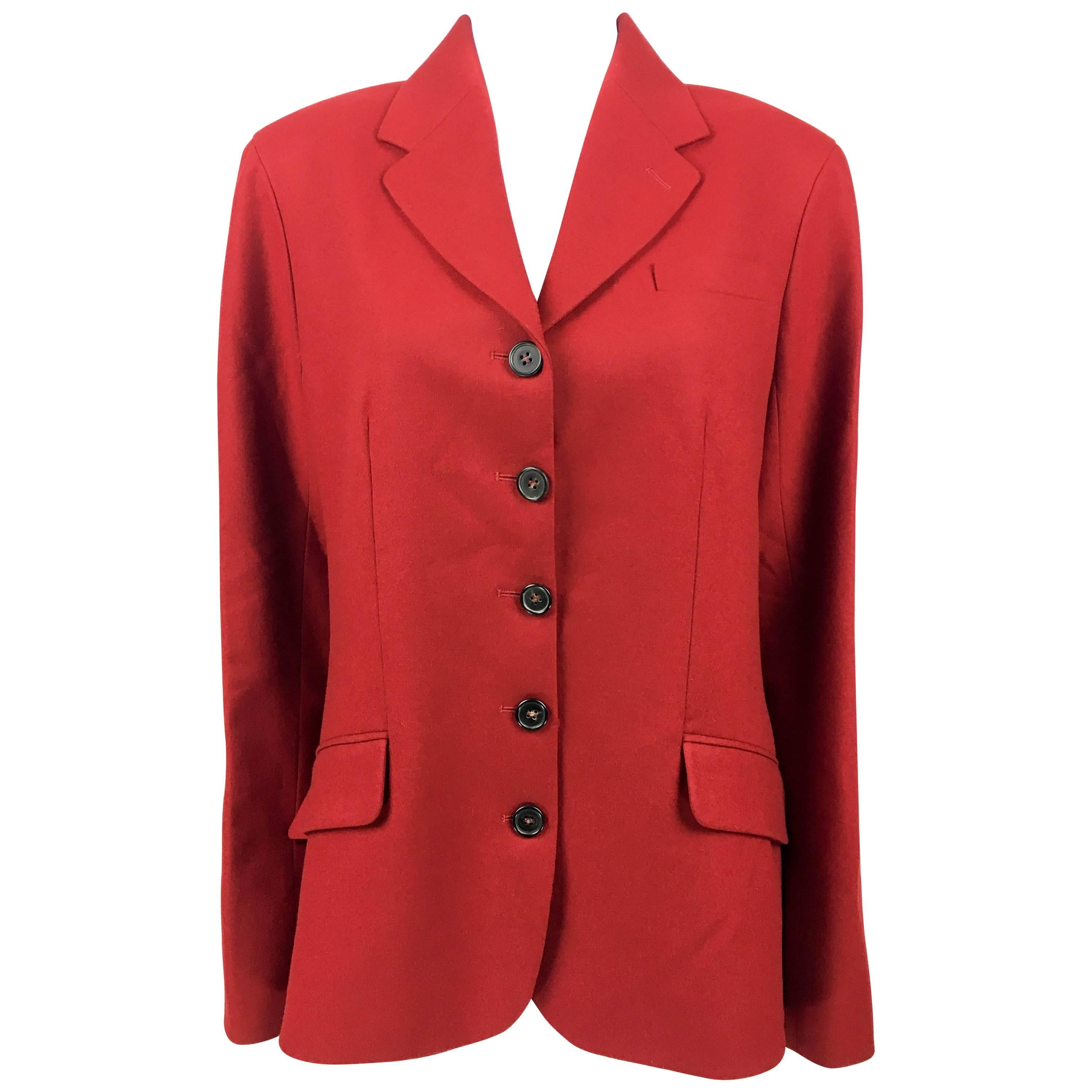 Hermes Deep Red Wool Jacket, 1990s  For Sale