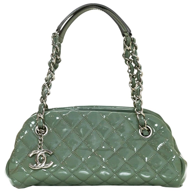 Chanel Green Quilted Patent Leather Just Mademoiselle Small Bowling Bag