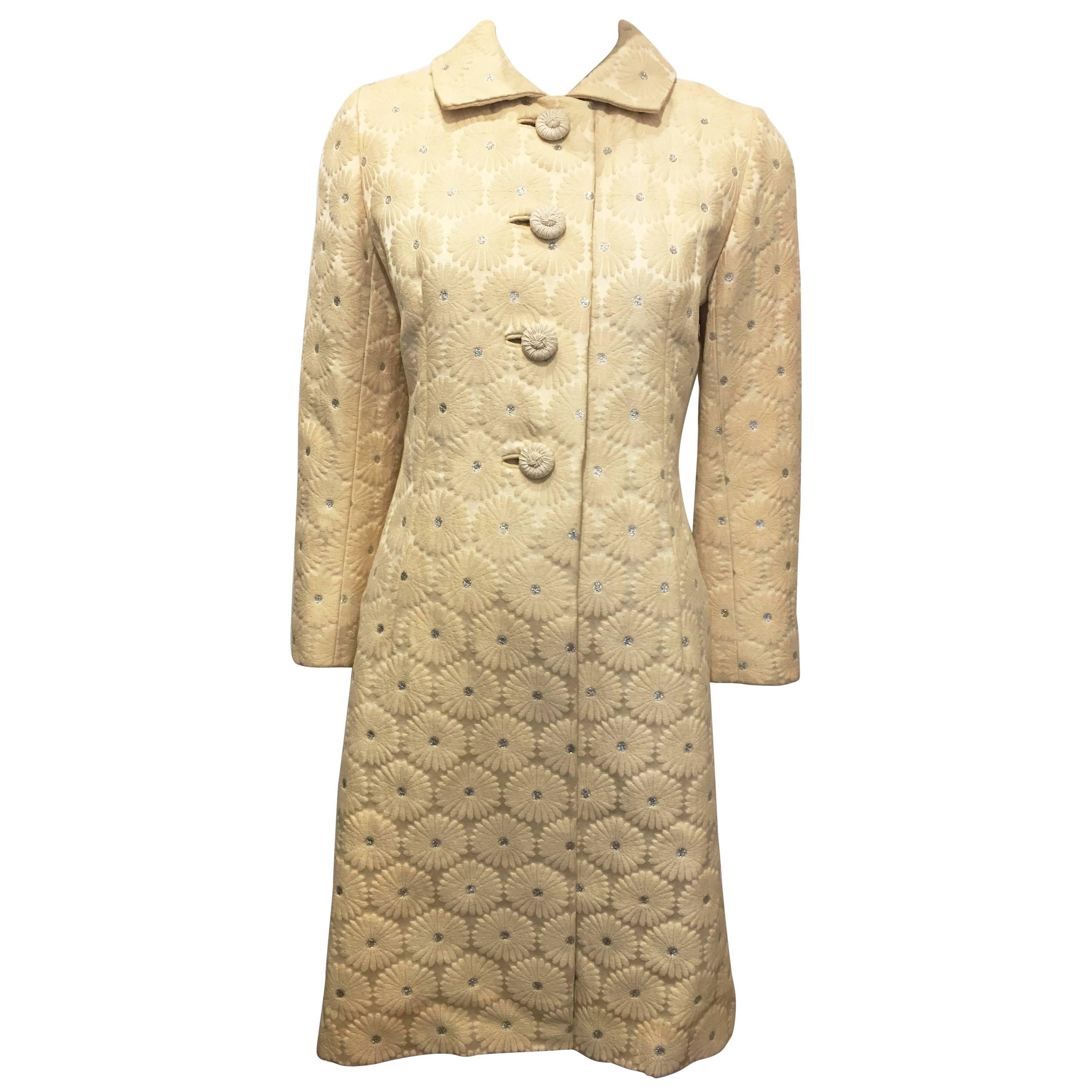 Cream Floral Silk Jacket, 1960s For Sale at 1stDibs