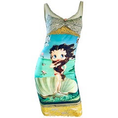 Super seltenes Eletra Casadei 1990er Betty Boop "Geburt der Venus" Novelty 90s Dress