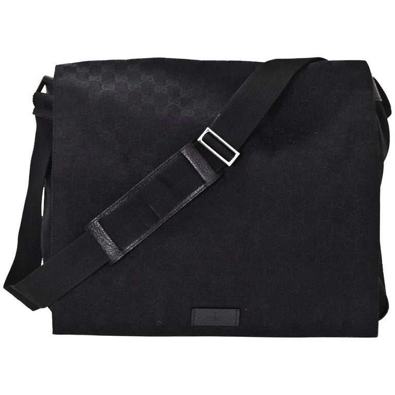 Gucci Black Monogram XL Messenger Bag For Sale at 1stDibs