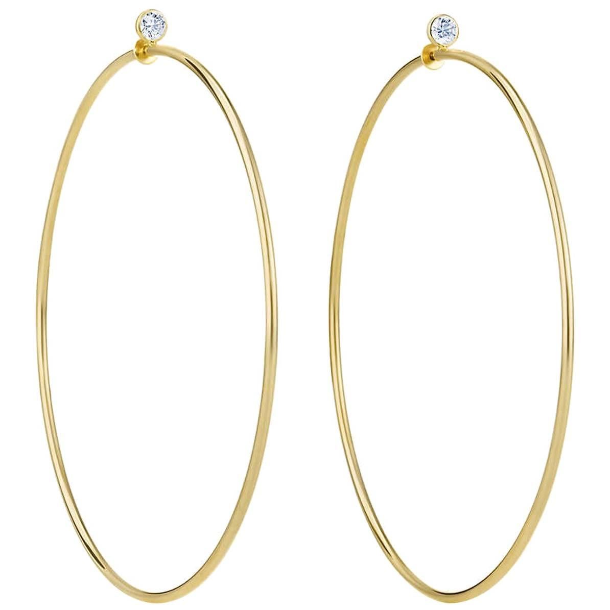 Tiffany & Co. Elsa Peretti 18k Yellow Gold & Diamond Medium Hoop Earrings