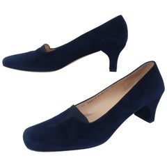 Vintage Ferragamo Blue Suede Shoes