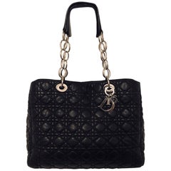 Christian Dior Black Cannage Quilted Lambskin Soft Shopping Tote Large