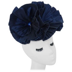 1980’s Blue Taffeta Fascinator Hat Hair Ornament