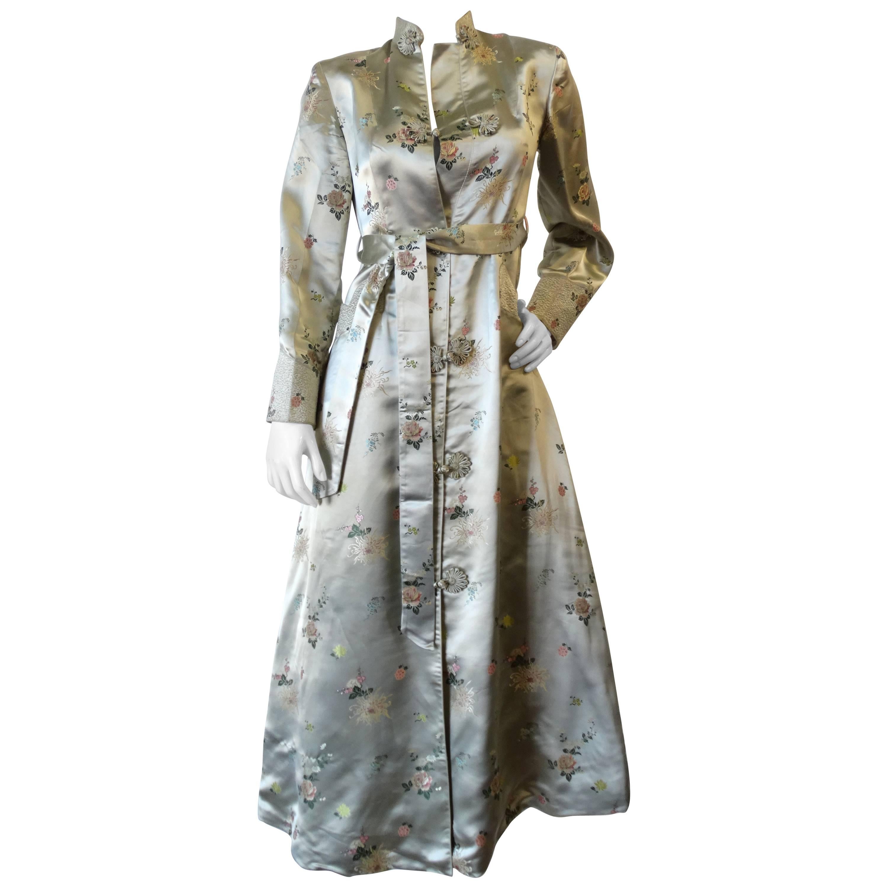 Vintage Chinese Cheongsam Inspired Satin Embroidered Coat 