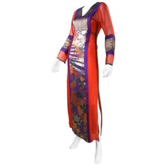 1970's Thea Porter Metallic Silk Gown