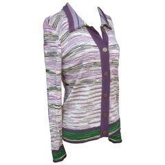 Missoni Italian Striped Wool Knit Cardigan Sweater c 21st