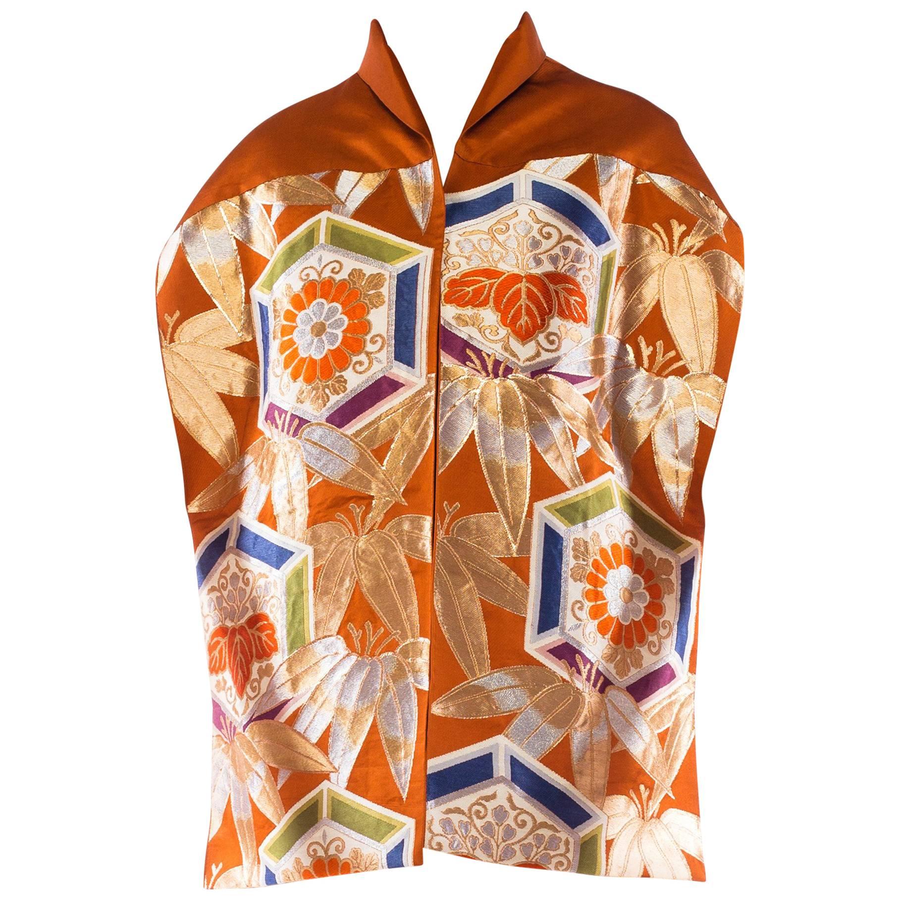 Japanese Metallic Obi Silk Kimono Coat