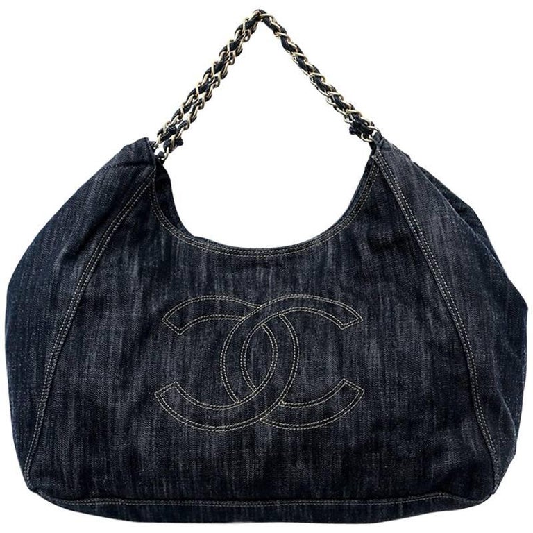 Chanel Denim Jumbo XL Coco Cabas Shoulder Tote Overnighter Bag For