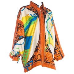Vintage 1990s Gianni Versace Silk Shirt Printed with King Crowns