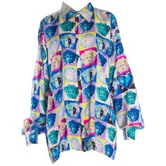 Gianni Versace Medusa and Heart Print Silk Shirt, 1990s