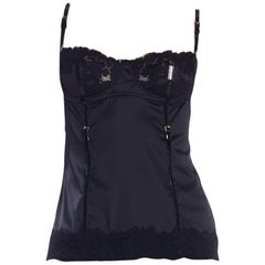 Vintage Dolce & Gabbana Silk Cami with Patent Leather and Lace Details