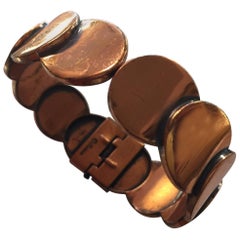 Renoir of California Mid Century Modernist Copper Hinged Bracelet