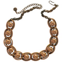 Retro REBAJES Copper Ball Bearing Double Chain Mid Century Modernist Necklace