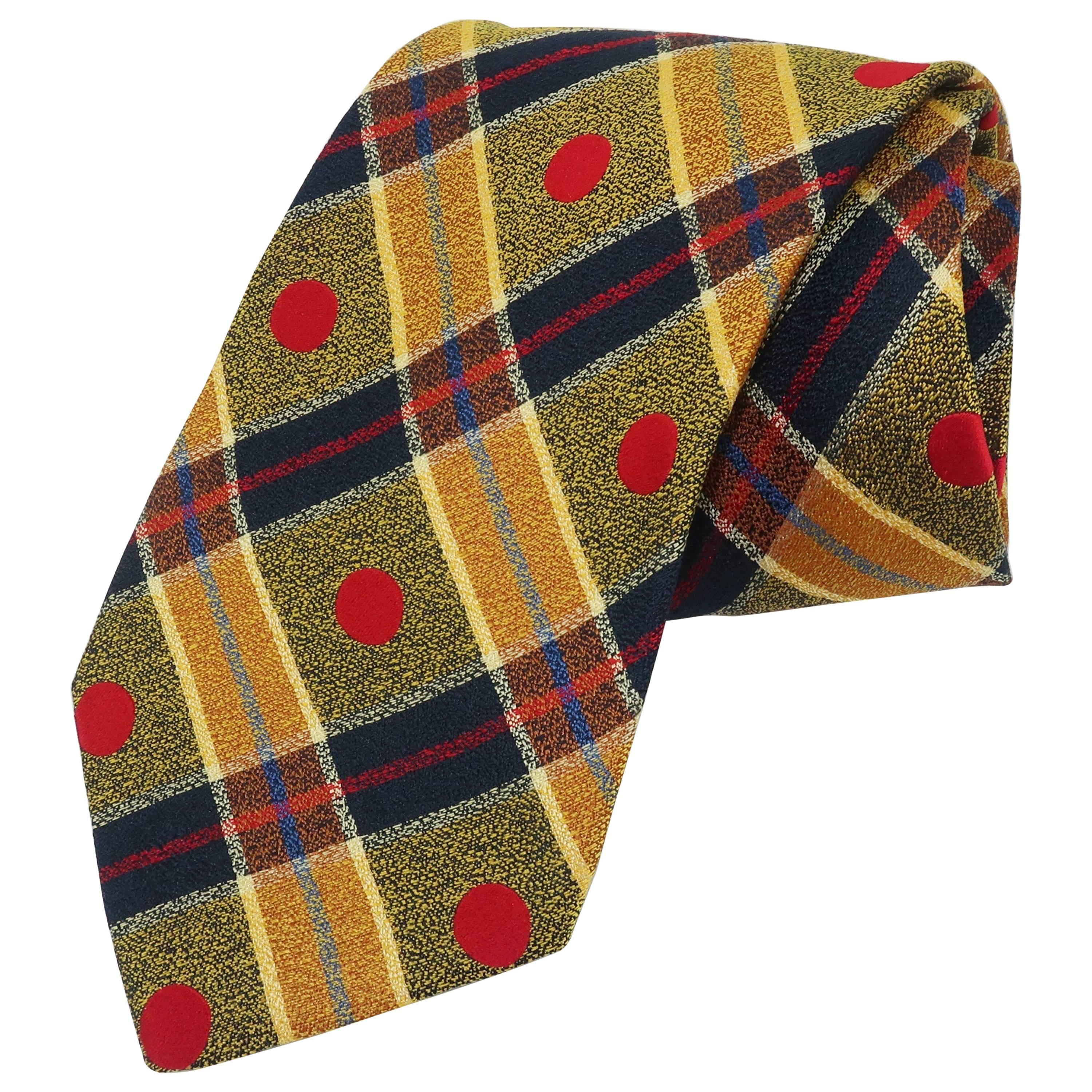 1990's Ungaro Silk Plaid Men's Necktie