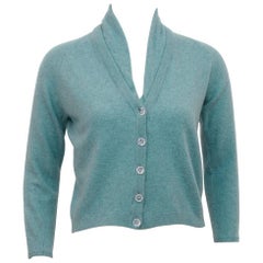 1950s Ballantyne Designed by Bonnie Cashin Teal Cashmere Cardigan