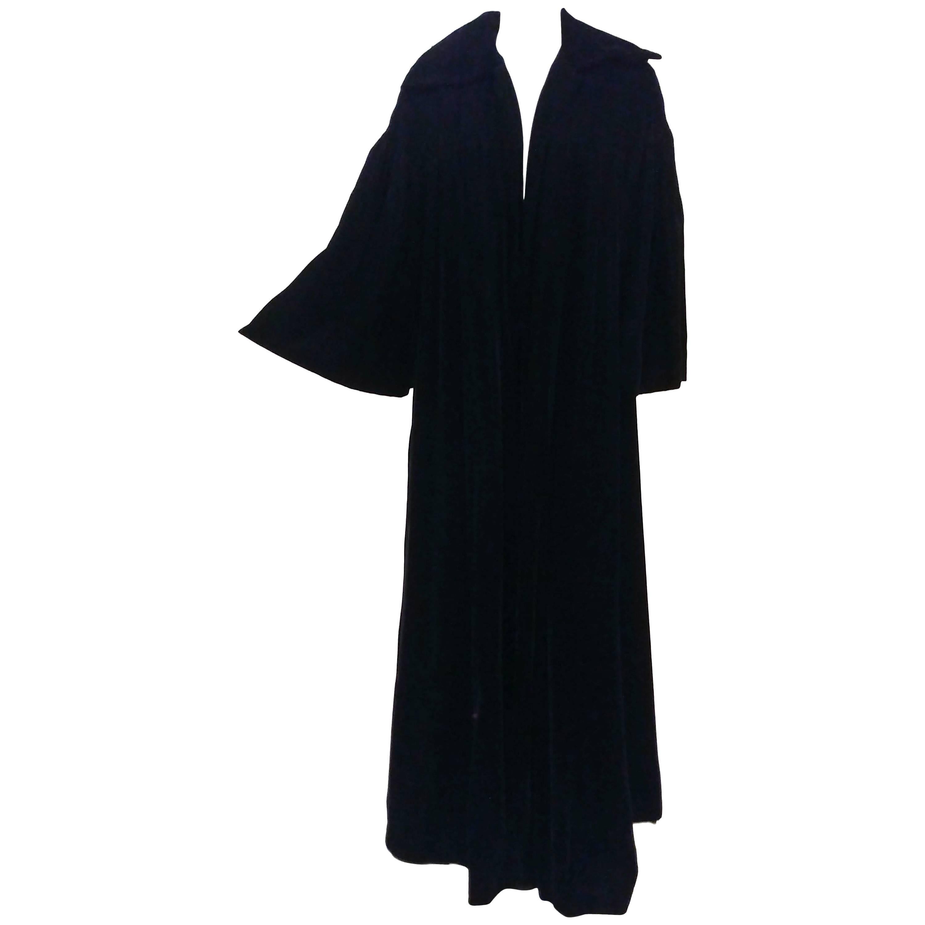 1980s Victor Costa Black Velvet Opera Coat