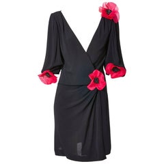 Yves Saint Laurent Jersey Dress with Poppy Flower Embellishment