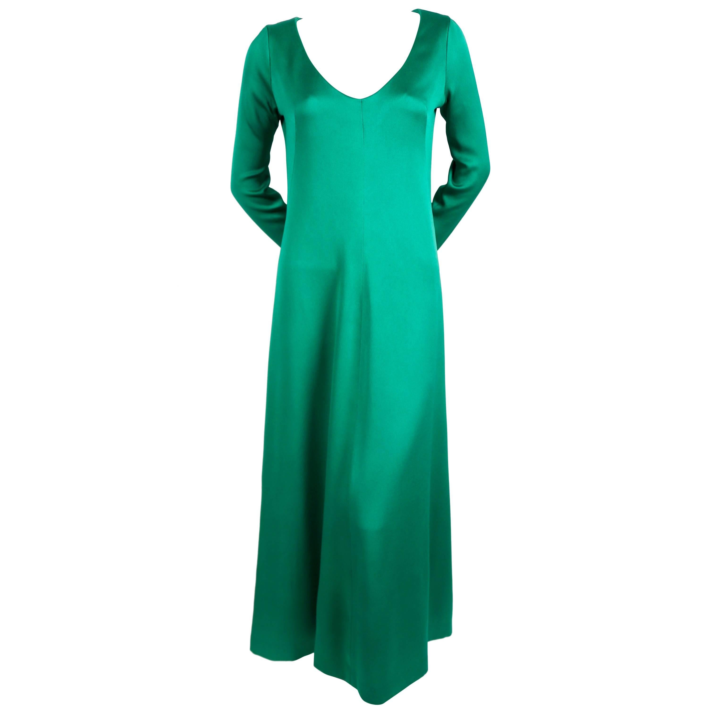 1960's GIVENCHY emerald green silk A-line gown