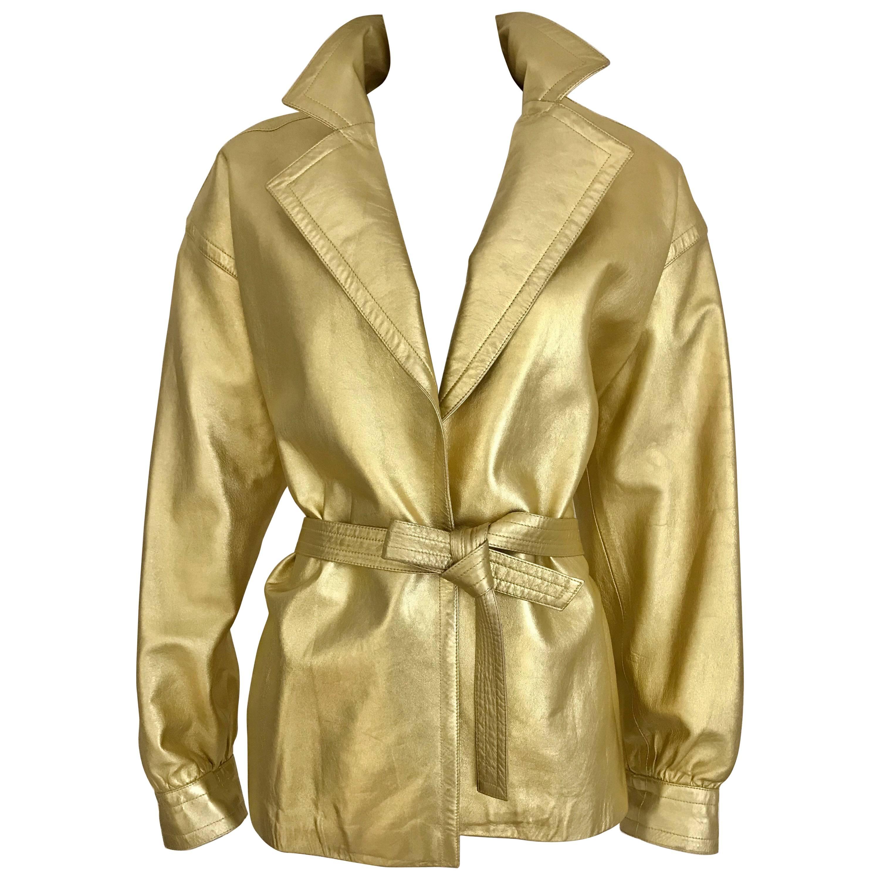 1980s Yves Saint Laurent Gold Leather jacket 