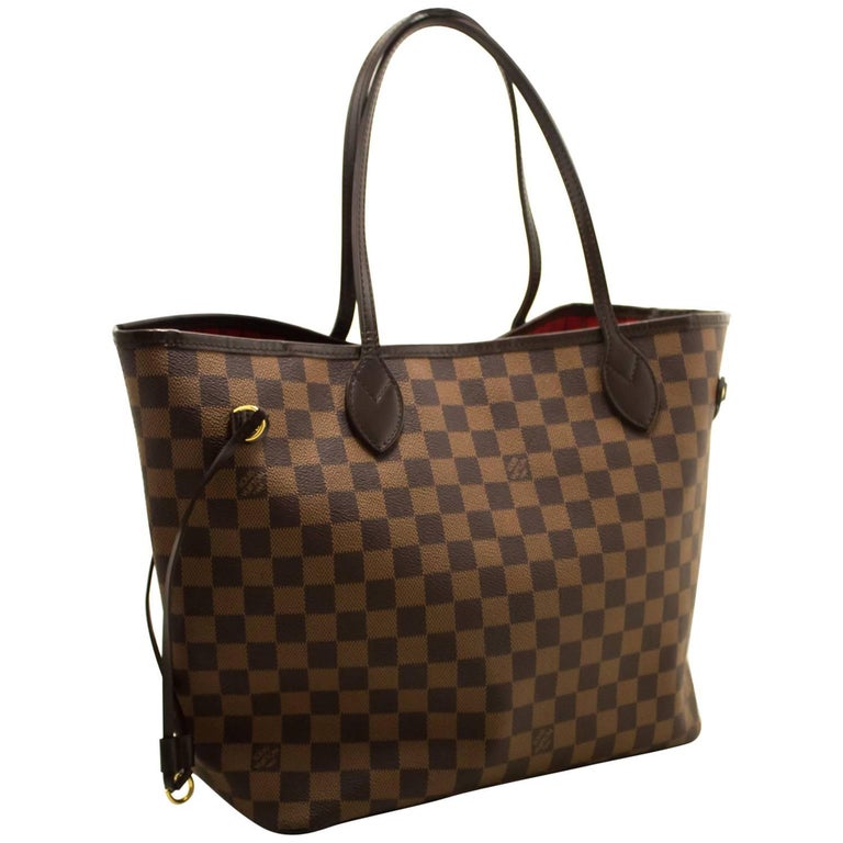 Louis Vuitton Damier Ebene Neverfull MM Shoulder Bag Canvas For Sale at ...