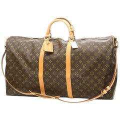 Retro Louis Vuitton Monogram Keepall 60 Bandouliere Travel Bag