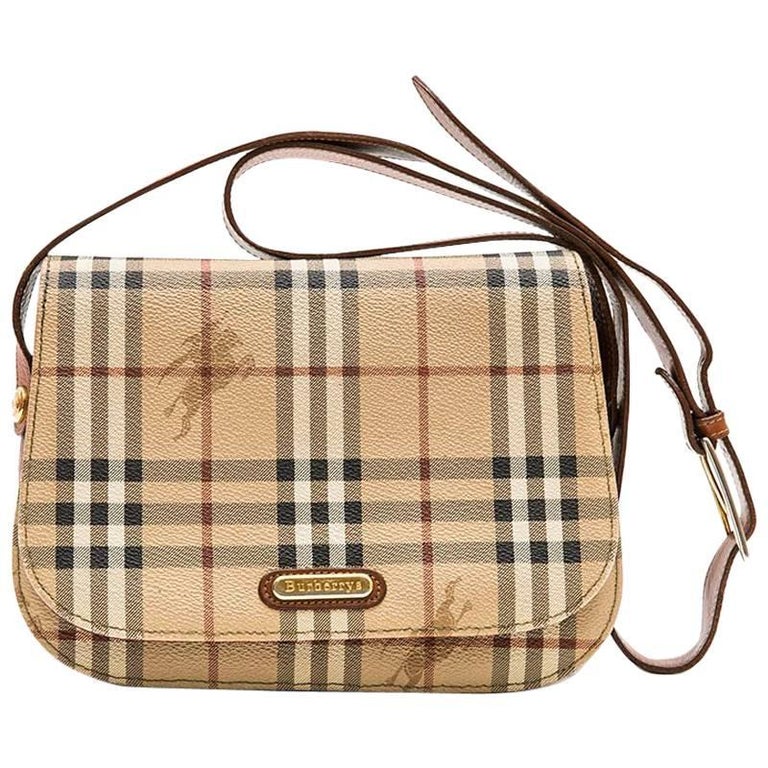BURBERRY Messenger Bag in Brown Leather and Tartan Canvas at 1stDibs