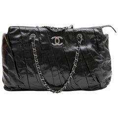 Chanel Large Tote Bag in Black Semi-Gloss Leather