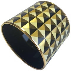 HERMES Mega Large Cuff Bracelet in Colored Enamel and Gold Plated Metal