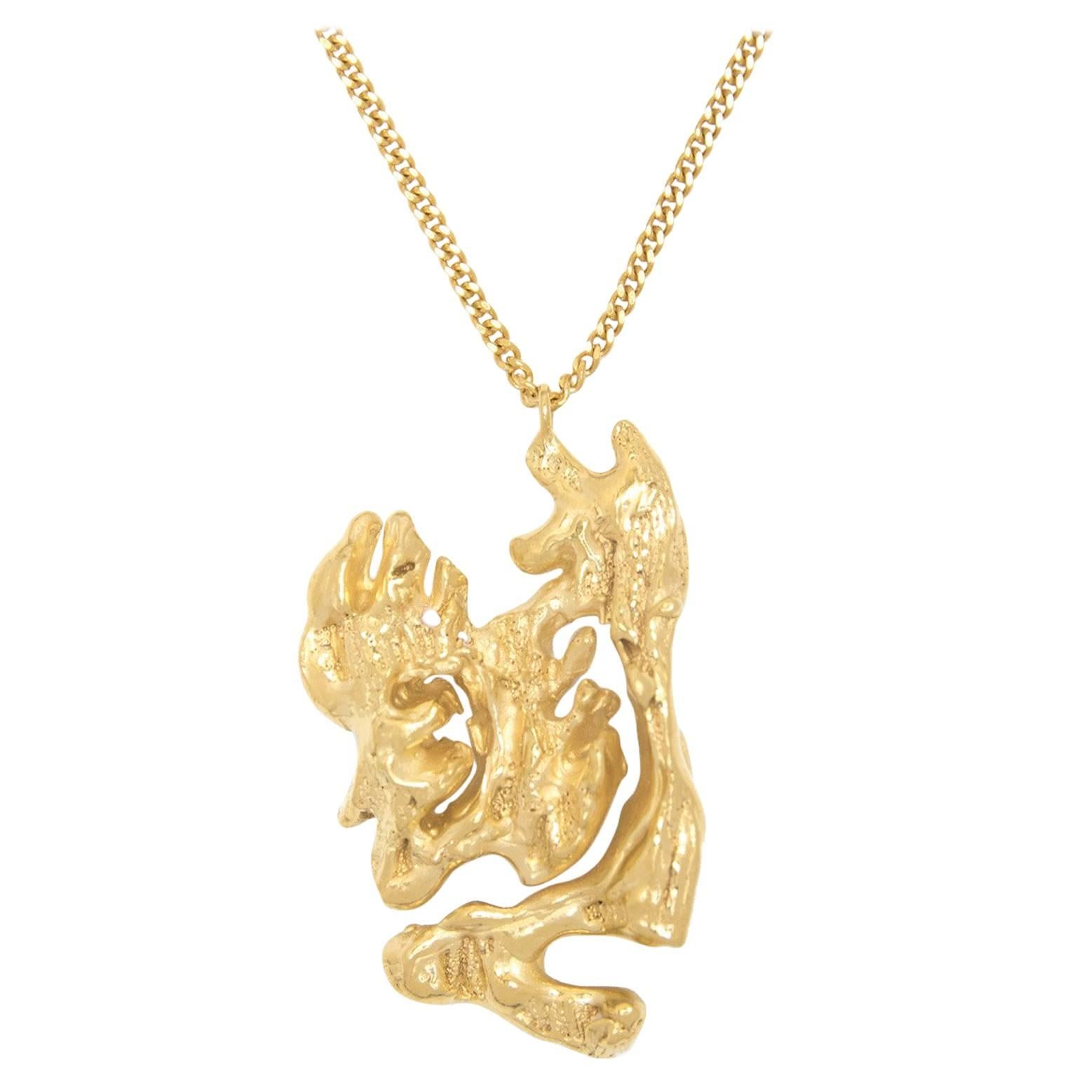 Loveness Lee Chinese Zodiac Rat Horoscope Gold Pendant Necklace For Sale