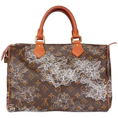 2007 Louis Vuitton Brown Coated Monogram Canvas Silver Dentelle Speedy 30