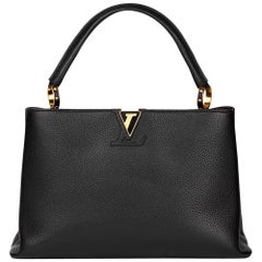 2014 Louis Vuitton Black Taurillon Leather Cappucines MM 