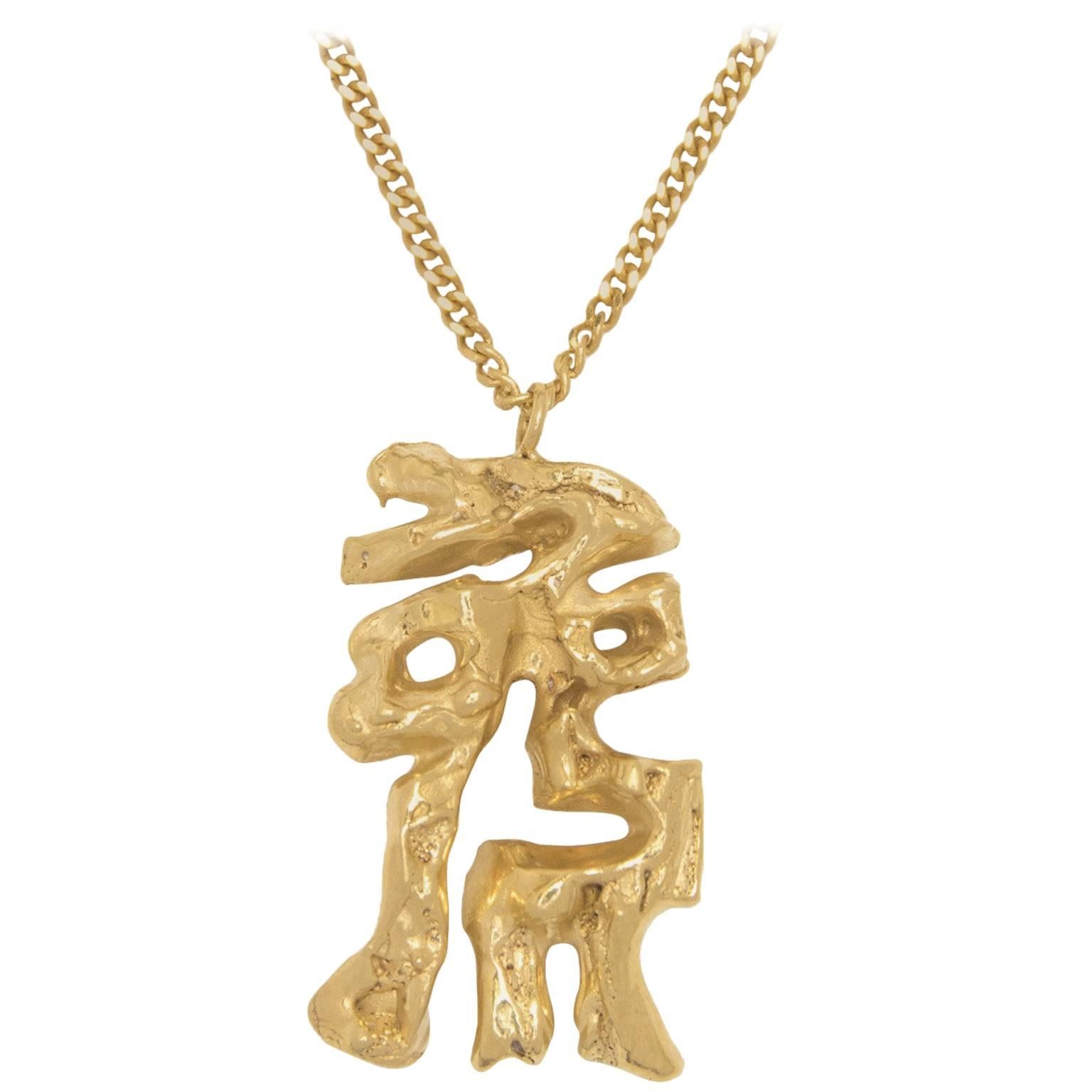 Loveness Lee Chinese Zodiac Rabbit Horoscope Gold Pendant Necklace For Sale