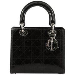 Christian Dior Lady Dior Handbag Stitched Cannage Patent Medium
